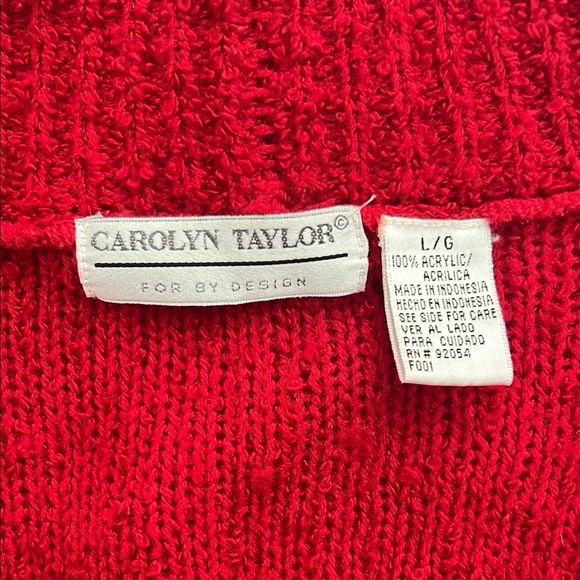 Carolyn Taylor cardigan sweater Duster long line red nubby  boucle knit Large - Picture 5 of 10